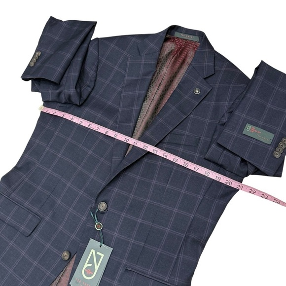 Ted Baker London No Ordinary Joe Jake 100% Wool Suit Navy Windowpane 40Long 34W - Picture 7 of 16
